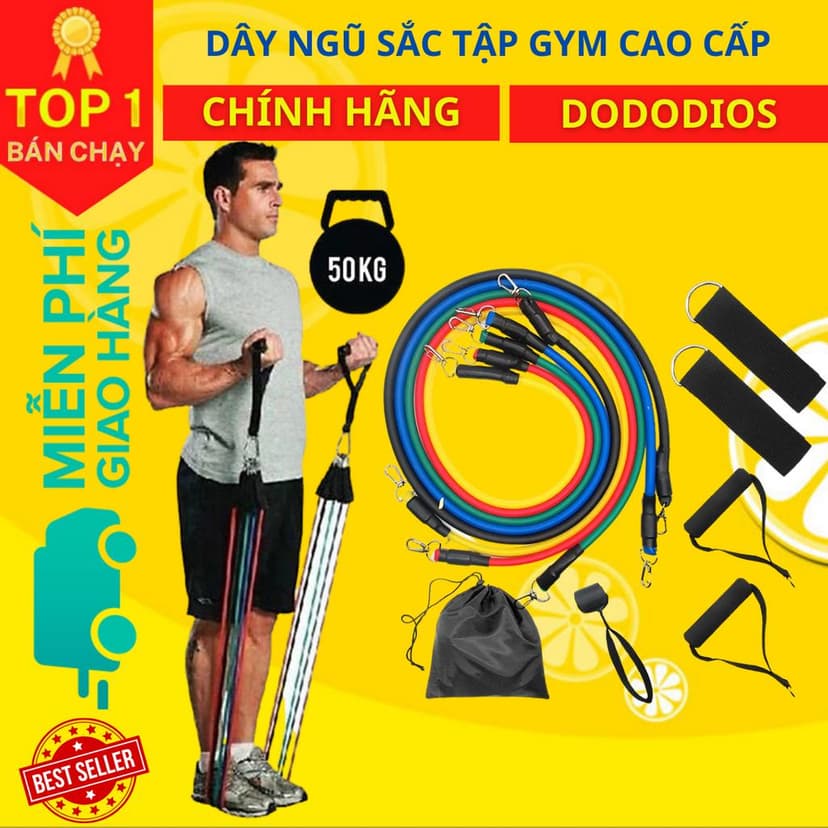 Ảnh Dây Cao Su Ngũ Sắc Tập Gym Tại Nhà Đa Năng Siêu Bền - Hãng Dododios 1