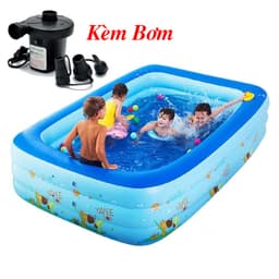 Thumbnail Bể bơi cho bé cao cấp hình chữ nhật đủ kích cỡ 2-3 tầng đáy 2 lớp chống trượt bền đẹp Amalife 2