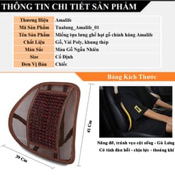 Thumbnail Miếng Tựa Lưng Ghế Hạt Gỗ Cho Ô Tô, Xe Hơi, Xe Tải - Hàng Chính Hãng Amalife - Màu Gỗ Ngẫu Nhiên 3