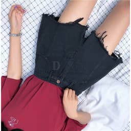 Thumbnail Quần Short Denim Lưng Cao Ống Rộng Thời Trang Hàn Quốc Cho Nữ 4