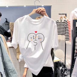 Thumbnail Áo Thun Cotton Thời Trang Mùa Hè Phong Cách Hàn Quốc  Áo Thun Ngắn Tay Dáng Ôm In Hoạt Hình Thời Trang Cá Tính 1