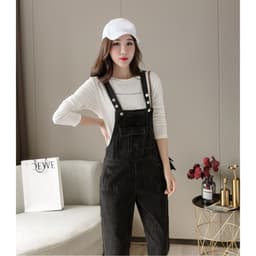 Thumbnail Yếm jean dài nữ Chollima xám đậm YJ016 phong cách hàn quốc trẻ trung năng động 1