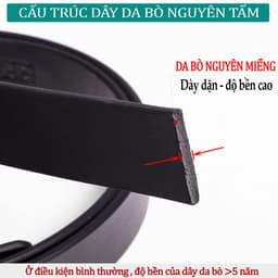 Thumbnail Thắt lưng nam da bò nguyên tấm L110 màu đen khoá tự động nhiều mặt lựa chọn Bụi leather bảo hành 12 tháng 2