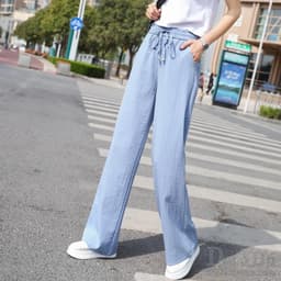 Thumbnail Quần dài DADUHEY lưng cao ống rộng phong cách Hàn Quốc trẻ trung dành cho nữ 4