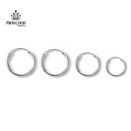 Thumbnail Khuyên Tai Bạc Tròn Trơn Basic Nhiều Size 12 mm 14mm 16mm 18mm 20mm - Minh Canh Jewelry 2