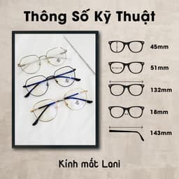 Thumbnail Gọng kính cận nam nữ LANI kim loại đa giác họa tiết nhận lắp mắt kính có độ theo yêu cầu 61035 2