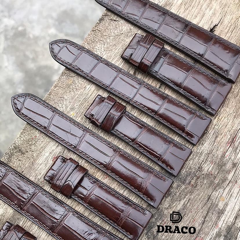Ảnh Dây da đồng hồ Draco DDDH01 màu nâu size 20 - 22 [Tặng kèm khóa] chất liệu da bò thật cao cấp dập vân cá sấu 4