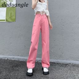 Thumbnail Daduhey Quần ống rộng suông thẳng lưng cao thời trang màu sắc thời trang phong cách Hàn Quốc mùa hè 4