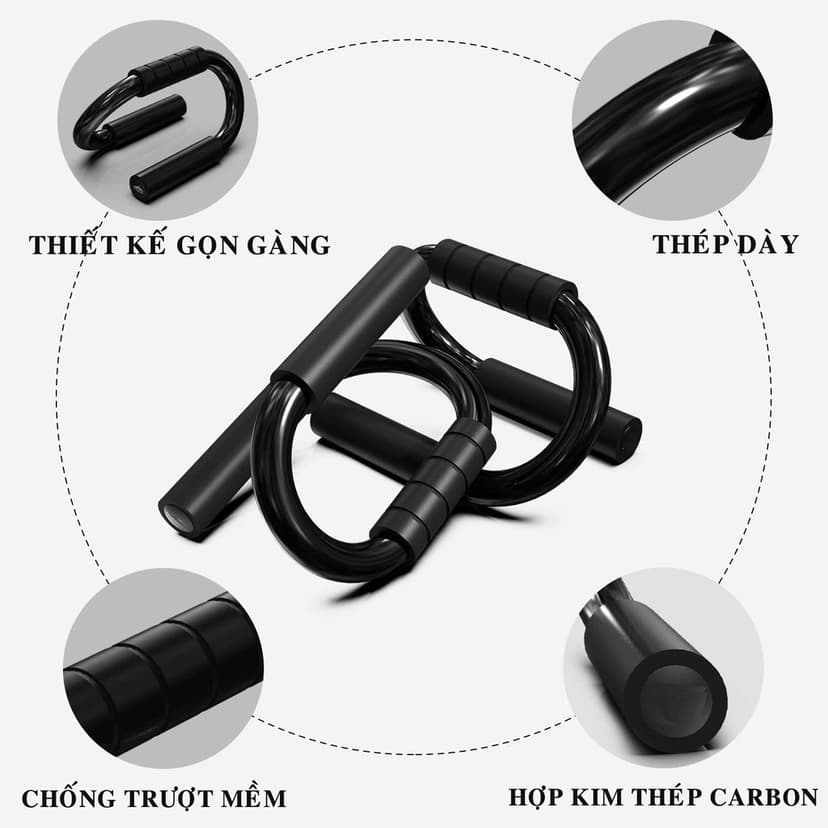 Ảnh Combo Dụng Cụ Hít Đất Chống Đẩy Cầm Tay Và Dây Nhảy Lõi Thép Có Thể Điều Chỉnh Dộ Dài Chống Rối Tập Thể Thao Amalife 2
