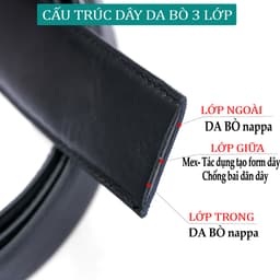 Thumbnail Thắt lưng nam da bò 3 lớp L104 màu đen khoá tự động nhiều mặt lựa chọn Bụi leather bảo hành 12 tháng 3