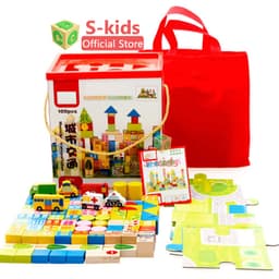 Thumbnail Đồ chơi thông minh cho bé S-Kids, Bộ xếp hình khối xây dựng 100 chi tiết bằng gỗ. 4