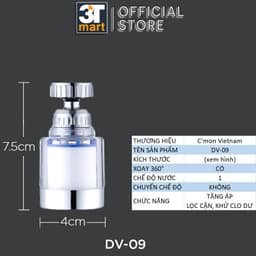 Thumbnail Đầu vòi rửa bát chén tăng áp LỌC KHỬ CLO DƯ điều hướng xoay 360 độ C'MON DV-09 3