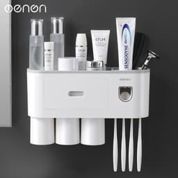 Thumbnail Bộ nhả kem đánh răng tự động OENON Đồ dùng phòng tắm, kệ đựng bàn chải đánh răng dán tường 3