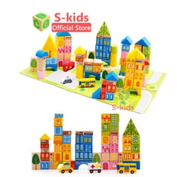 Thumbnail Đồ chơi thông minh cho bé S-Kids, Bộ xếp hình khối xây dựng 100 chi tiết bằng gỗ. 1