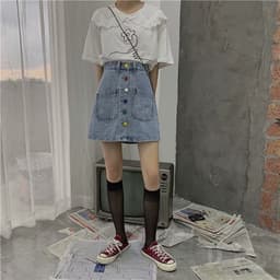 Thumbnail Chân váy jean Ngắn Dáng Chữ A Phong Cách Hàn Quốc Thời Trang Mới 4