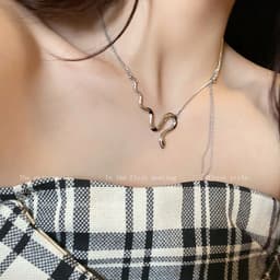 Thumbnail Vòng cổ 17KM màu bạc mặt dây hình rắn thời trang cho nữ 3