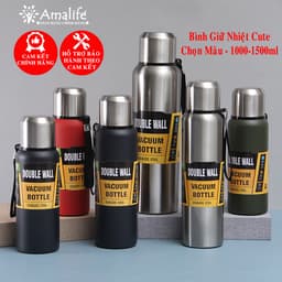 Thumbnail Bình Nước Giữ Nhiệt Cute 1000-1500ml Inox Giữ Nóng Lạnh 8-12 Tiếng Có Nắp Uống, Lưới Lọc Bình Trà, Ly Nước Hãng Amalife 1