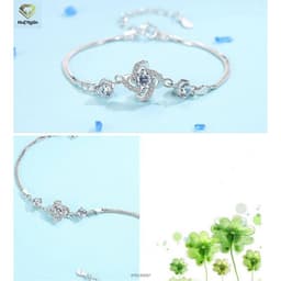 Thumbnail Lắc tay bạc Ý S925 Huệ Ngân - Cỏ bốn lá may mắn dây hộp RYB140087 3