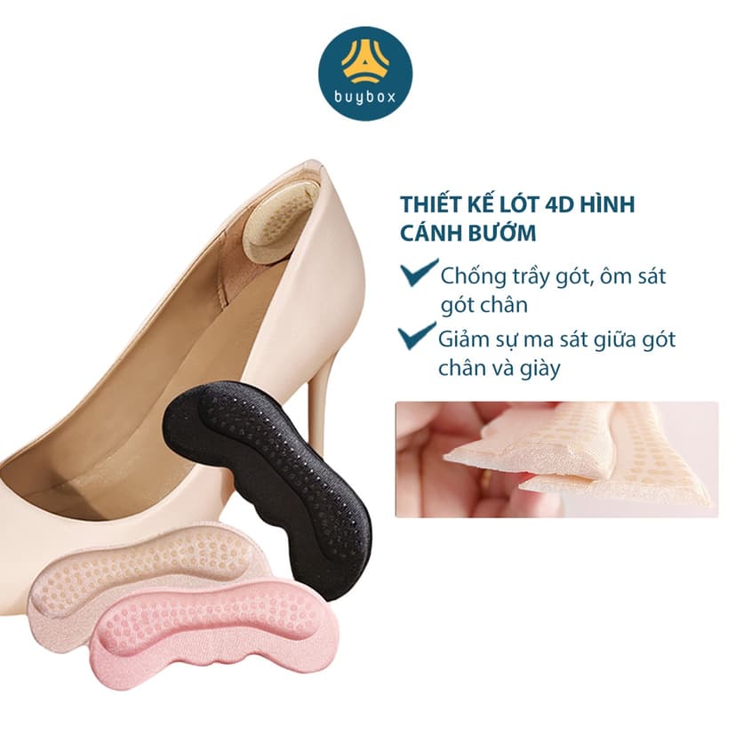 Ảnh Lót gót giày có hạt silicone tăng độ bám, chống trầy, bảo vệ gót sau, giảm size - buybox - BBPK223 3