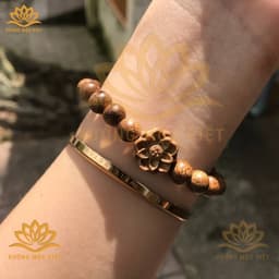 Thumbnail Vòng tay trầm hương hạt tròn mix hoa sen Trầm tóc vườn, sánh chìm, tóc kiến tự nhiên -Xưởng Mộc Việt 3