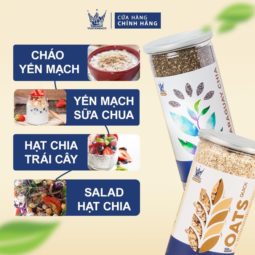 Ảnh Yến Mạch VUA YẾN MẠCH 500g + Hạt chia đen Paraquay 750g 2