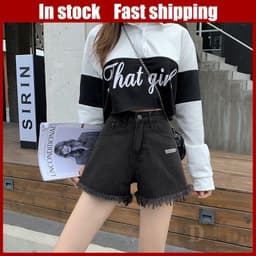 Thumbnail Ví DaDu Nữ Kiểu Dáng Thời Trang Sang Trọng  Quần Short Jean Lưng Cao Dáng Rộng Kiểu Rách Plus Size 1