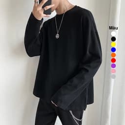Thumbnail Áo thun tay dài Gấu 194 vải coton dày dặn, mềm mịn, co dãn - form regular Unisex - Trơn TD 3