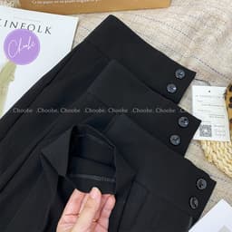 Thumbnail Quần baggy nữ Choobe 2 khuy lưng cạp cao đồ công sở đẹp màu đen đi học form chuẩn tôn dáng Q38 4