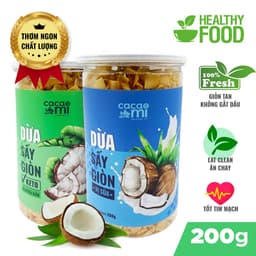 Thumbnail Dừa sấy giòn cao cấp CACAOMI ăn vặt healthy, Eat Clean, đặc sản Việt Nam làm quà biếu tặng 200g 1