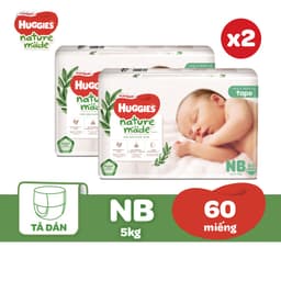 Thumbnail Combo 2 Tã Dán Huggies Platinum Nature Made Size NB60 1