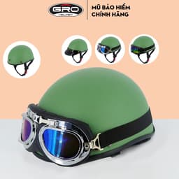 Thumbnail Kính chắn gió mũ bảo hiểm GRO kèm dây đeo dành cho mũ phượt, kiểu dáng phi công, UV, an toàn, thời trang 4