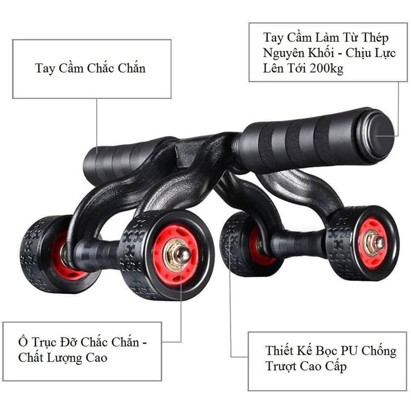 Ảnh Con Lăn 4 Bánh Tập Cơ Bụng Chính Hãng Amalife – Dụng Cụ Tập Cơ Bụng 4 Bánh – Tập Thể Hình, Tập Gym, Tập Cơ Bụng 6 Múi 1