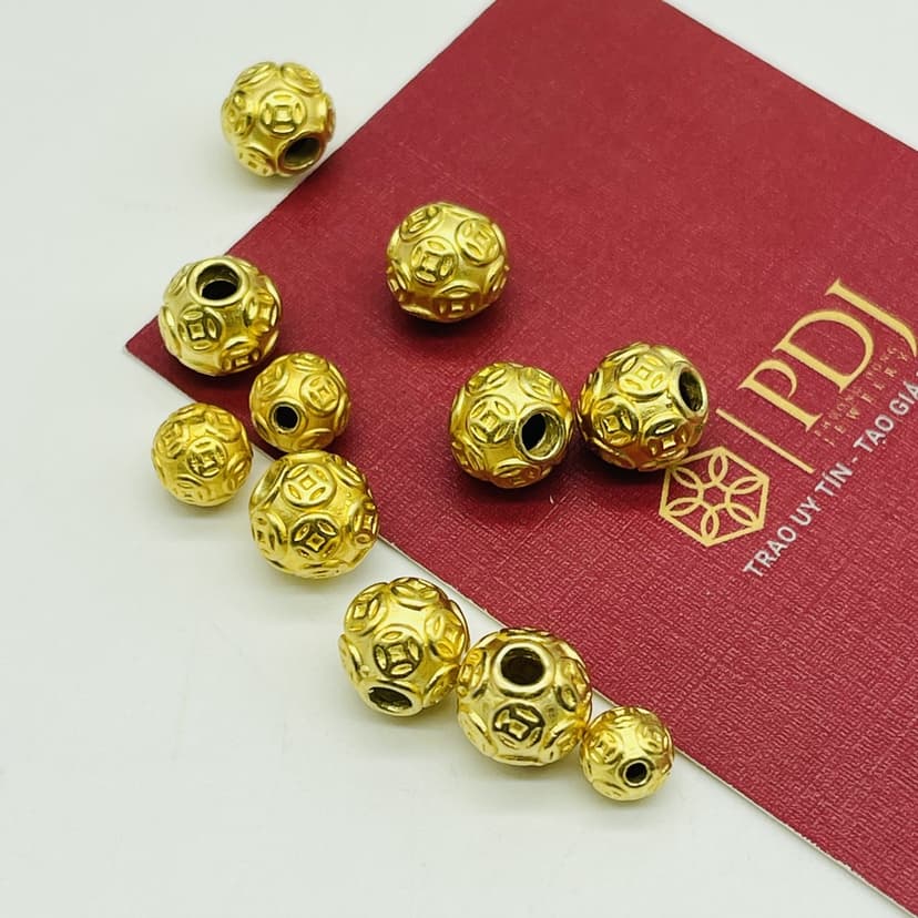 Ảnh Charm bi bạc si vàng PDJ dùng để mix với vòng đá phong thủy - Trang sức PDJ 1