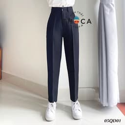 Thumbnail Quần baggy nữ công sở kiểu lỡ nút trơn đen 186 THOCA HOUSE quần tây chuẩn form cao cấp tôn chân dài 2