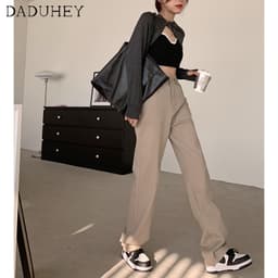 Thumbnail Quần jeans nữ ống rộng lưng cao 6 màu thời trang đường phố 3