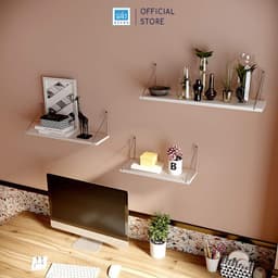 Thumbnail Kệ Gỗ Trang Trí Treo Tường Không Khoan SIB Decor, Móc Inox, Phụ Kiện Tặng Kèm KT02 3