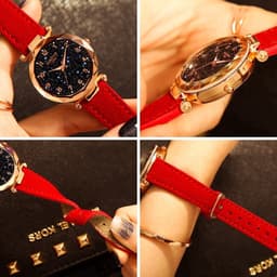 Thumbnail Đồng Hồ Đeo Tay XIAOYA 1290 Thiết Kế Dây Da Mặt Kính Đầy Sao Xinh Xắn Cho Nữ 4