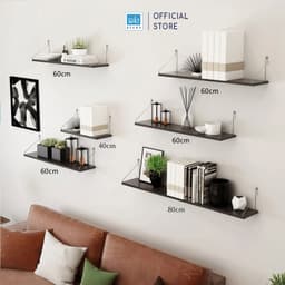 Thumbnail Kệ Gỗ Trang Trí Treo Tường Không Khoan SIB Decor, Móc Inox, Phụ Kiện Tặng Kèm KT02 1