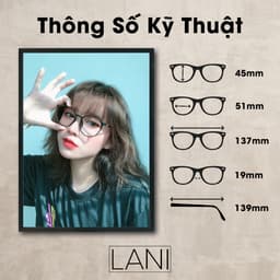 Thumbnail Gọng kính mắt tròn nam nữ LANI nhựa dẻo thanh mảnh nhẹ nhàng 513 mắt kính có độ theo yêu cầu 1