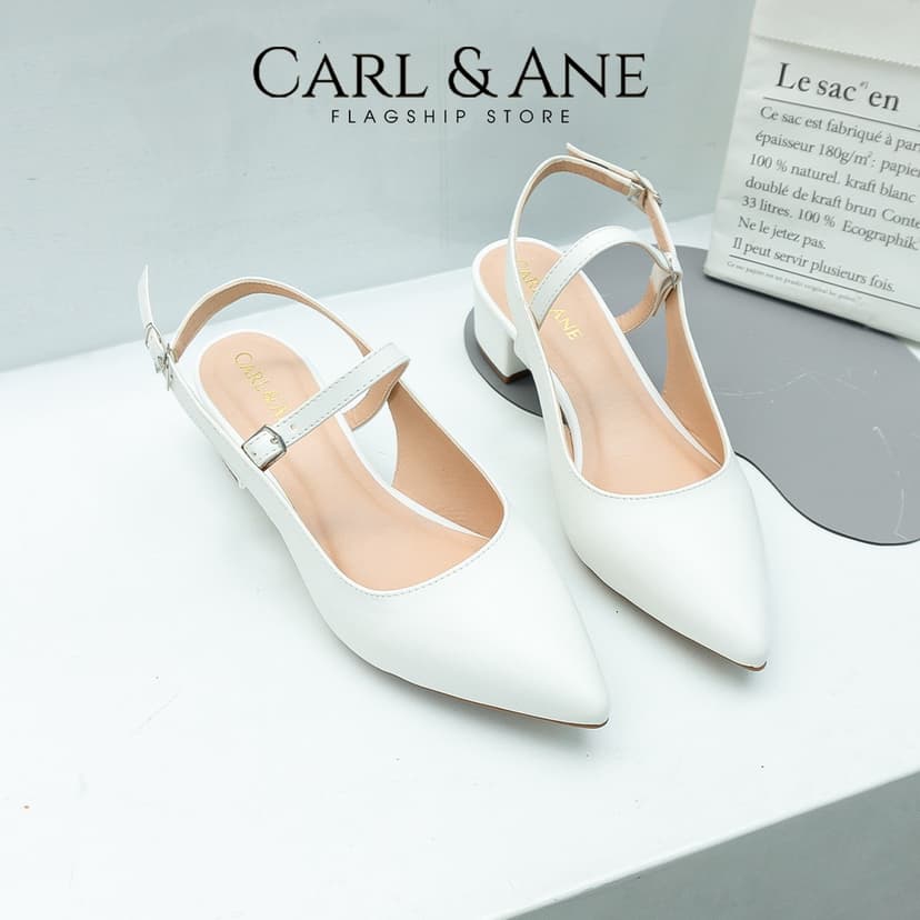 Ảnh Carl & Ane - Giày gót vuông mũi nhọn kiểu dáng thanh lịch cao 3,5cm màu đen - CL023 2