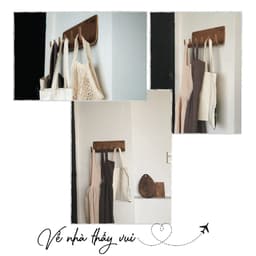 Thumbnail Móc treo quần áo, nón bảo hiểm, Móc treo hành lang Gỗ uốn cong Plyconcept Sunset Wall Rack - Walnut 1