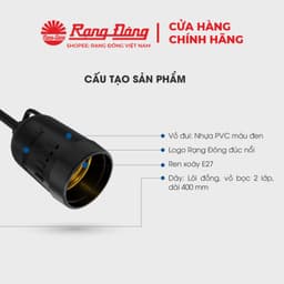 Thumbnail Đui đèn Rạng Đông E27 - Chống Thấm Nước IP65 - Độ Bền Cao 2