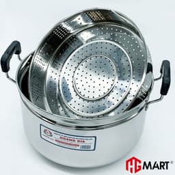Thumbnail Nồi inox 1 đáy HG Mart nắp kính có xửng hấp nấu trên bếp từ [Bảo Hành 12 Tháng] 4