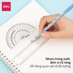 Thumbnail Bộ thước kẻ, thước đo độ, eke Deli cho học sinh bộ dụng cụ học tập 4 chiếc Trong suốt, dễ nhìn và đo chính xác 3