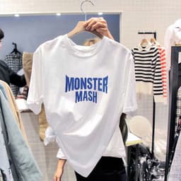 Thumbnail Áo Thun NgắN Tay ThờI Trang Cho Nữ  Áo Thun Cotton Tay Ngắn Dáng Rộng In Họa Tiết Thời Trang Hàn Quốc Mới 3