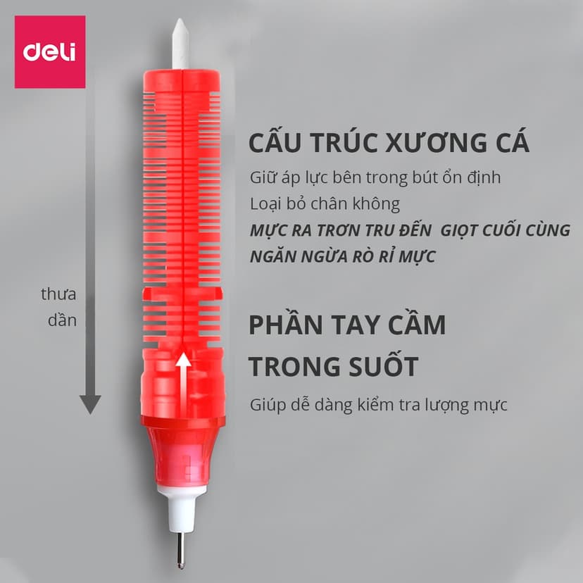 Ảnh Bút Bi Nước Văn Phòng Deli Chính Hãng Ngòi 0.5mm Nét Viết Trơn Tru Mực Ra Đều Phù Hợp Ghi Chép 3