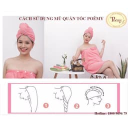 Thumbnail Mũ quấn làm nhanh khô tóc POÊMY SỌC GÂN KT 23x65cm 2