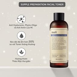 Thumbnail Nước hoa hồng Klairs Supple Preparation Unscented Toner 180ml có mùi và không mùi cấp ẩm tức thì làm sạch sâu 3