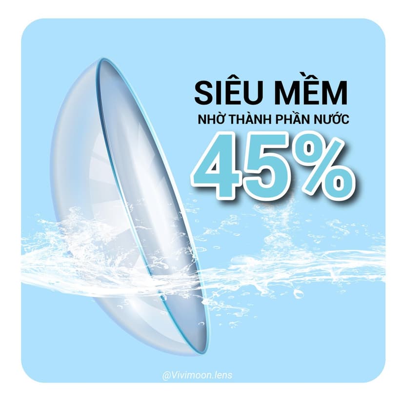 Ảnh Kính áp tròng cận trong suốt 3 tháng không giãn chống ánh sáng xanh chất liệu cao cấp Vivimoon (Giá 01 chiếc) 2