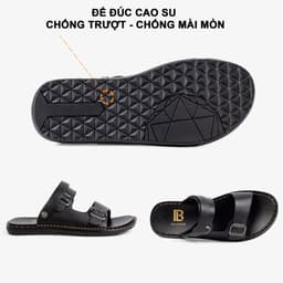 Thumbnail Dép nam quai ngang da bò Nappa cao cấp Bụi Leather E101, đế đúc nguyên khối khâu viền thủ công 3